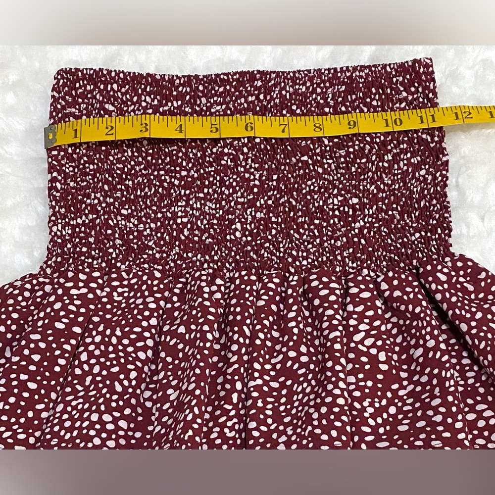 Romwe Womens S Dark Red White Polka Dot Ruffle Skirt Boho Y2K Preppy Feminine - Picture 6 of 10